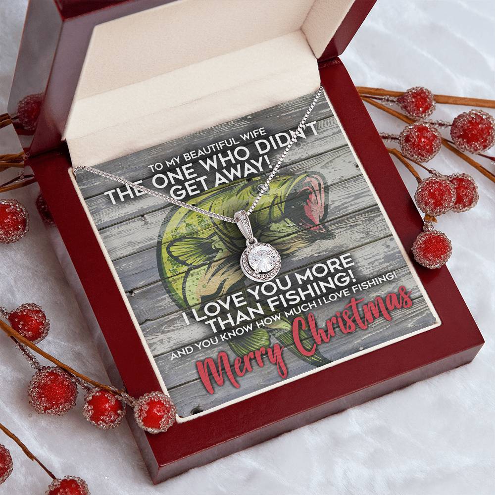 Funny Christmas Gift Necklace And Gift Box For A Fisherman's Wife, The One Who Didn't Get Away
