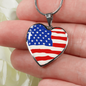 Patriotic American Flag Heart Pendant