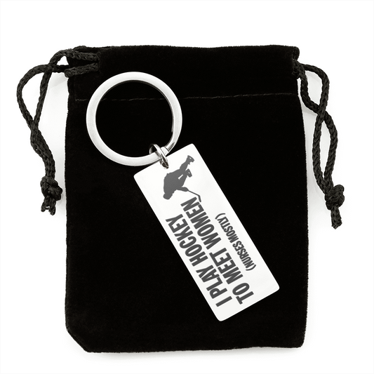 Funny Engravable Hockey Keychain