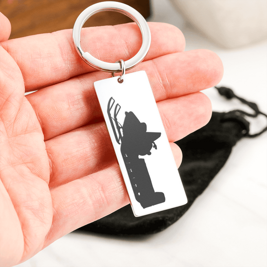 Engravable Vintage Snowmobile Keychain