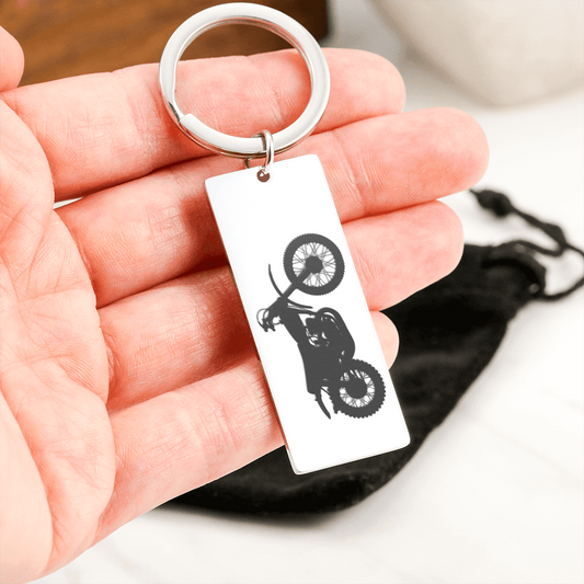 Engravable Vintage Motocross Keychain