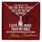 I Love You More Than My Bike! Funny Biker Christmas Card With Alluring Beauty Necklace And Gift Box