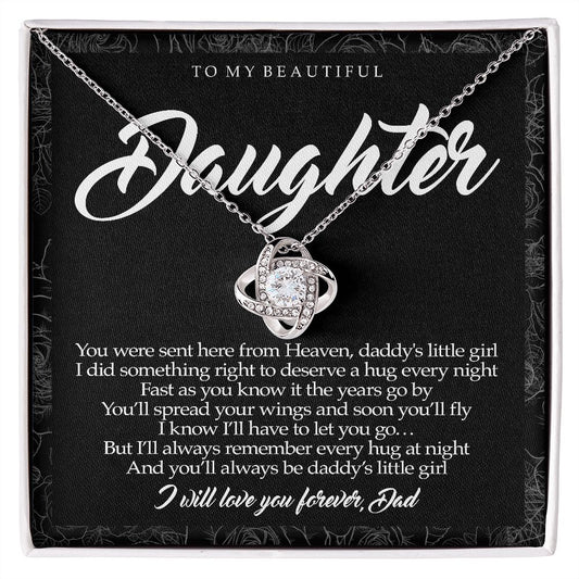 To My Beautiful Daughter - Daddy's Little Girl Love Knot Necklace