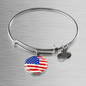 Patriotic American Flag Bangle Charm Bracelet