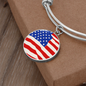 Patriotic American Flag Bangle Charm Bracelet