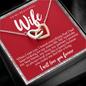 Interlocking Hearts Necklace with Message Card for Wife