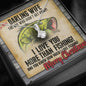 Alluring Beauty necklace and message card for fisherman's wife my darling wife I love you more than fishing