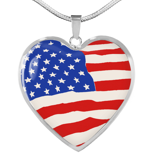 Patriotic American Flag Heart Pendant