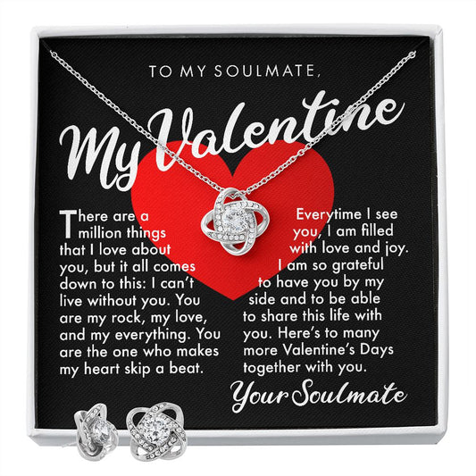 Valentine for my Soulmate Beautiful Love Knot Necklace with free earrings