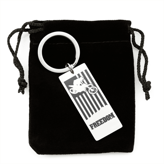 Motocross American Flag Freedom Keychain