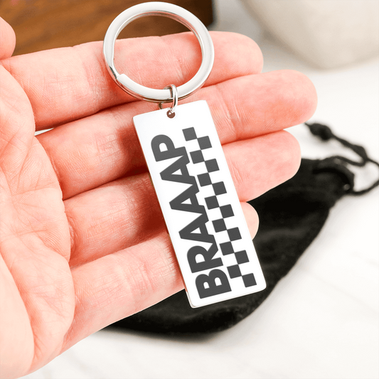 Braaap Engravable Motocross Keychain