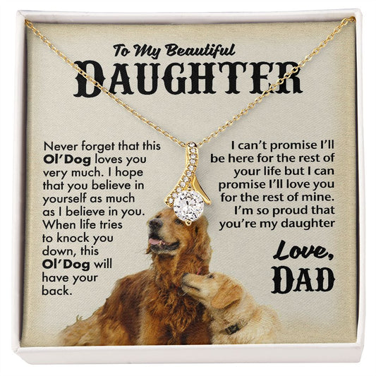 Alluring Beauty necklace with message card for daughter from dad This Ol' Dog