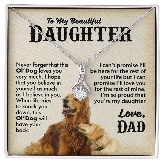 Alluring Beauty necklace with message card for daughter from dad This Ol' Dog
