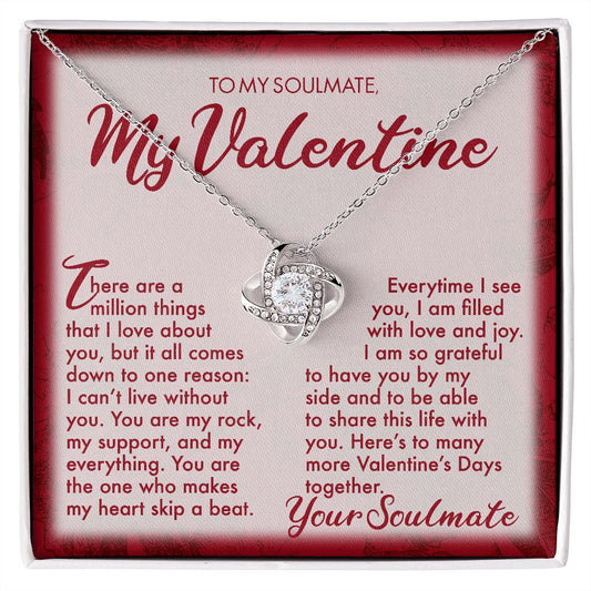 To My Soulmate My Valentine Love Knot Necklace