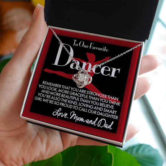 Gift for ballet dancing daughter - To Our Favorite Dancer Love Knot Necklace