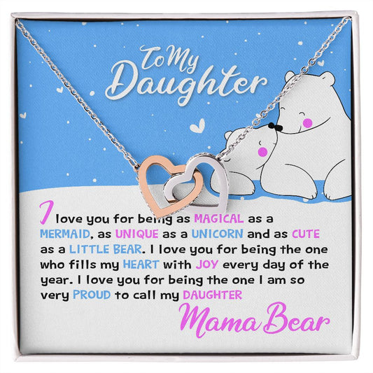 Interlocking hearts necklace for daughter Mama Bear