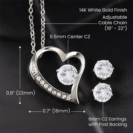 Forever Love necklace with message card The one who didn't get away With matching earrings!