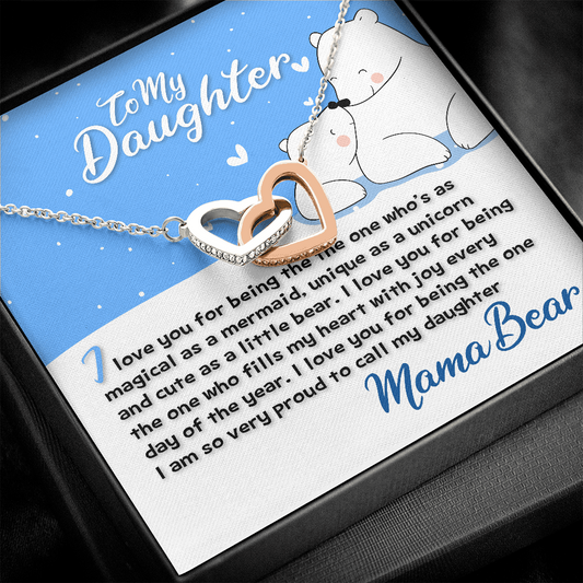 Interlocking hearts necklace To My Daughter Mama Bear