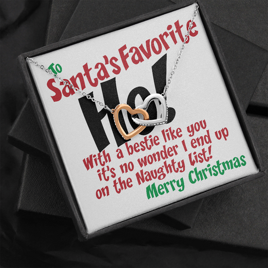 Interlocking hearts necklace To Santa's Favorite Ho Merry Christmas Bestie
